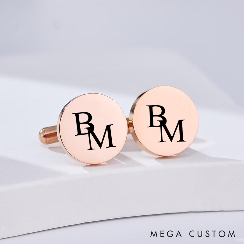 Personalized Minimalist Initial Cufflinks Custom Engraved Cufflinks for Groom Groomsman Bachelor Party Favors Cuff Links