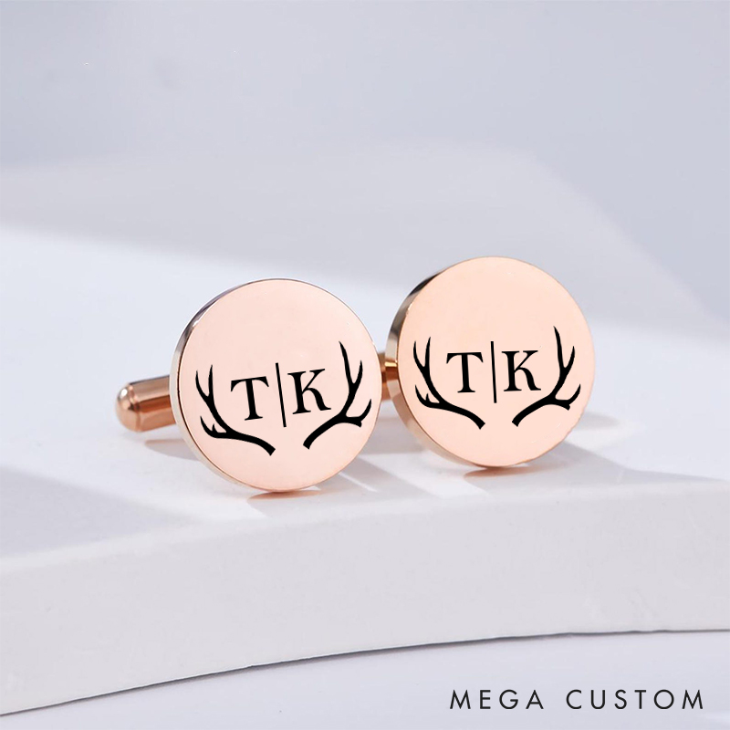 Personalized Engraved Antler Design Cufflinks Custom Wedding Party Gift Cufflink Groomsmen Groom Gift Bachelor Party Favors Cuff Link