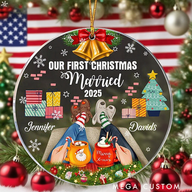 Personalized Our First Christmas Married Couple Ornament Acrylic Christmas Ornament For Newlywed Couple Keepsake