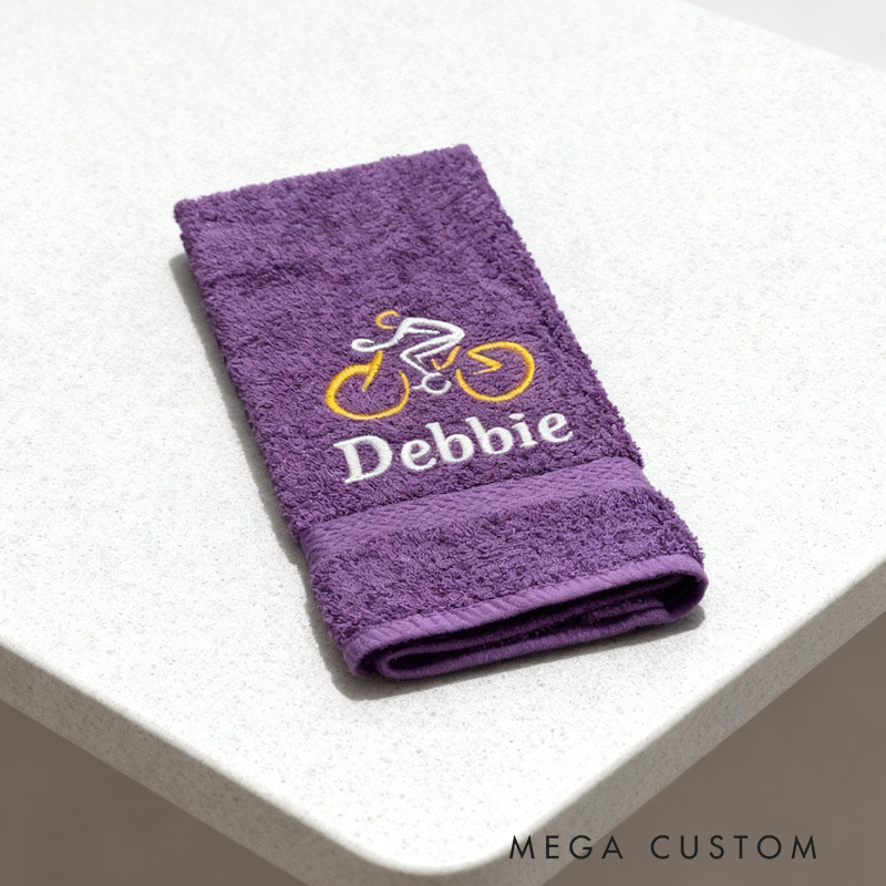 Personalized Embroidered Bicycle Towel Name with Sports Towel Gift for Triathletes Cyclist