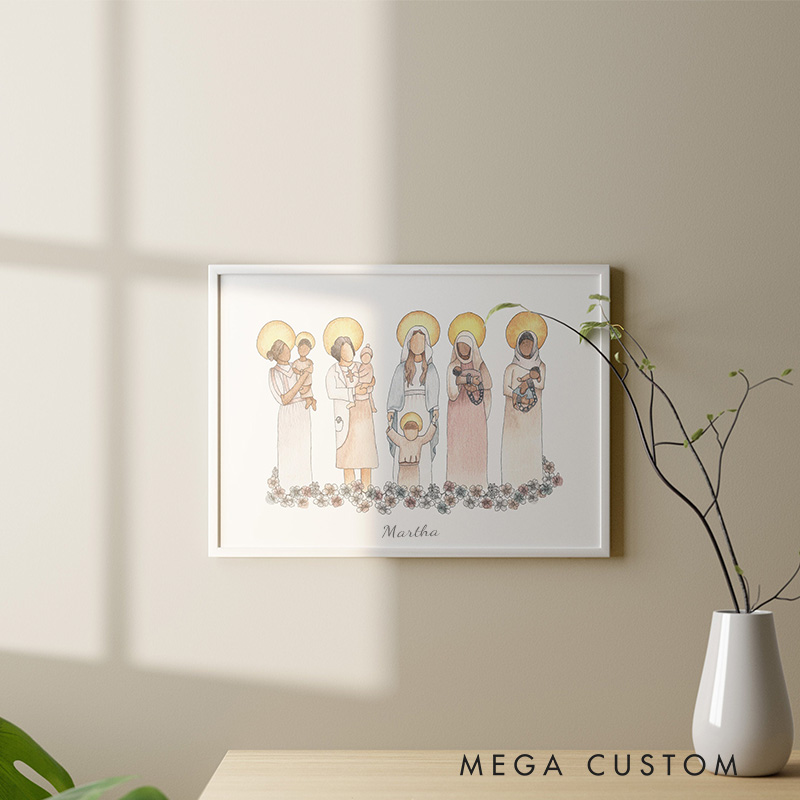 Personalized Mom Saints Frameless Poster with Name Wall Decor Home Decor Religious Gift Catholic Gift