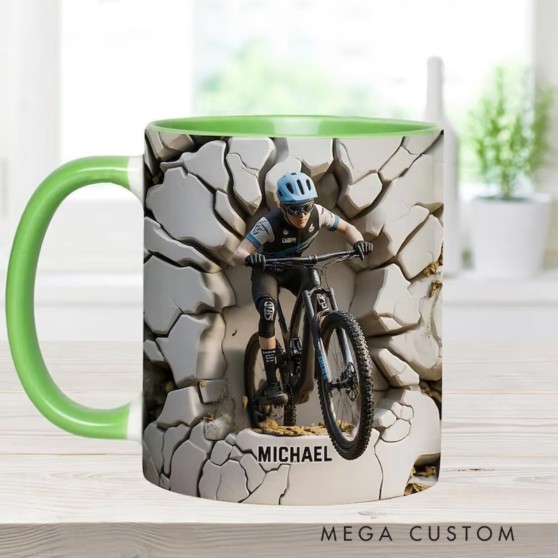 Personalized Dirt Bike Accent Mug Biker Accent Mug Bike Racer Coffee Cup Gift for Men for Cycling Lovers
