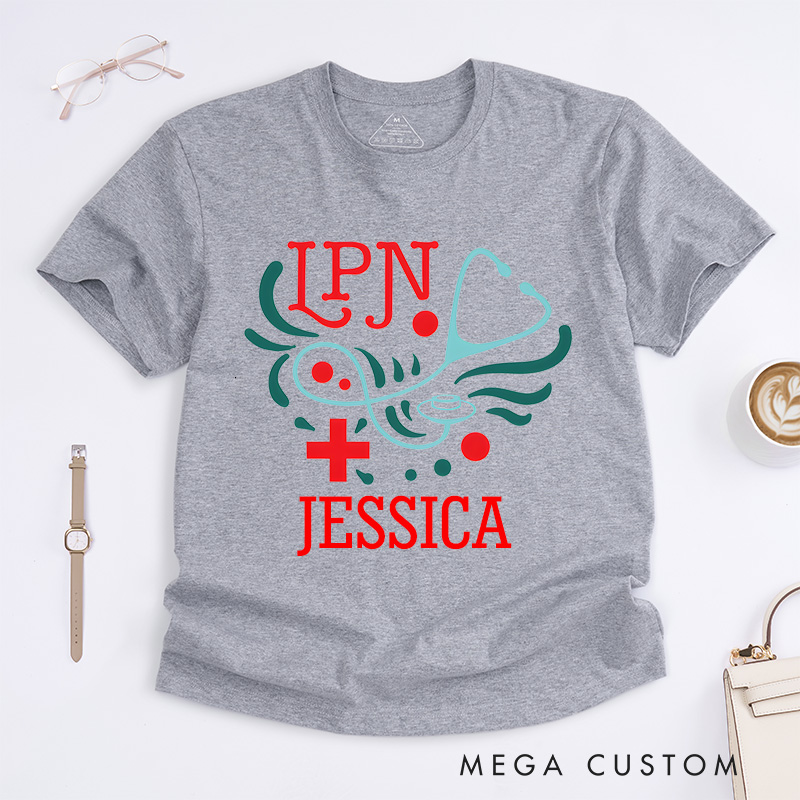 Personalized Nurse T-Shirts Artistic LPN Fashion Design T-Shirts