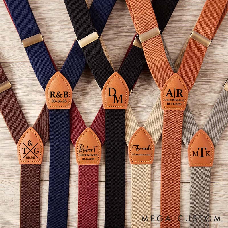 Personalized Leather Suspenders Custom Groomsman Wedding Gift Suspenders Bachelor Party Favors Suspenders Best Man Gift Groom Gift Suspenders