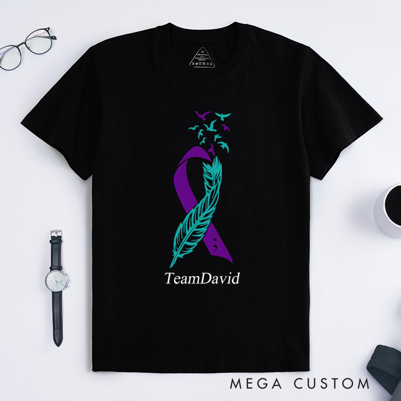 Personalized Feather Suicide Prevention Awareness Mental Health T-Shirt