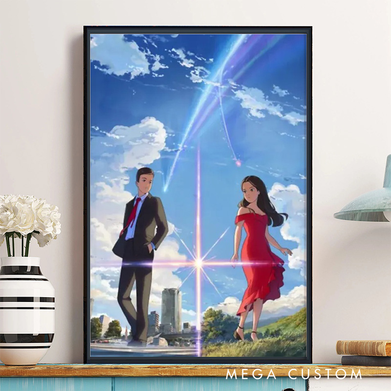Personalized Cartoon Anime Couple Portrait Wall Art For Couples Anniversary Poster Without Frame Custom Art Lover Gift Custom Portrait