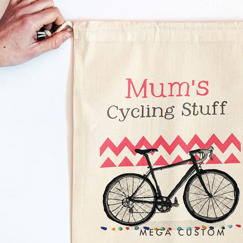 Personalized Merry Christmas Sack Family Christmas Gift Wrap Bag Cycling Kit Sack Cotton Sports Bag Gift for Cyclist