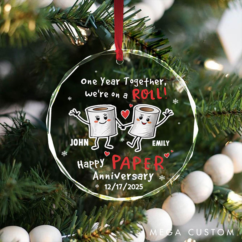 Personalized Couple Paper Anniversary Ornament Custom Couple Celebrating One Year Together Ornament 1st Anniversary Decor for Husband Wife
