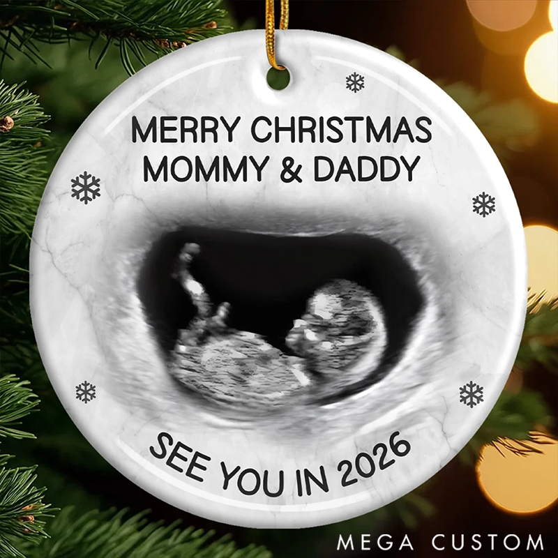 Personalized Christmas Ornament Custom Photo Gifts a little Elf Arriving Soon
