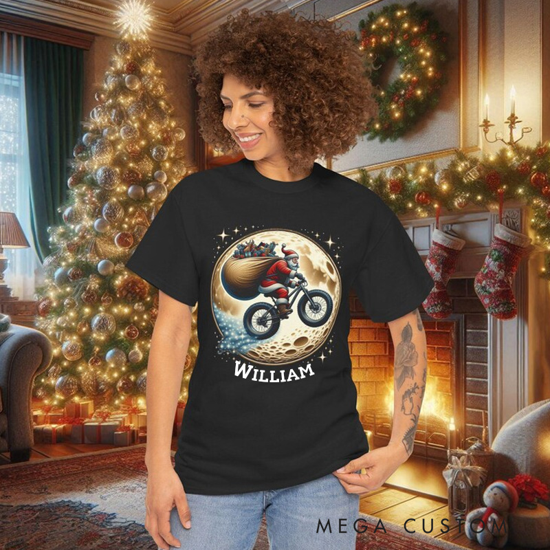 Personalized Speedy Delivery Christmas Santa Biking Tee Bicycle Tshirt Cycling Cyclist