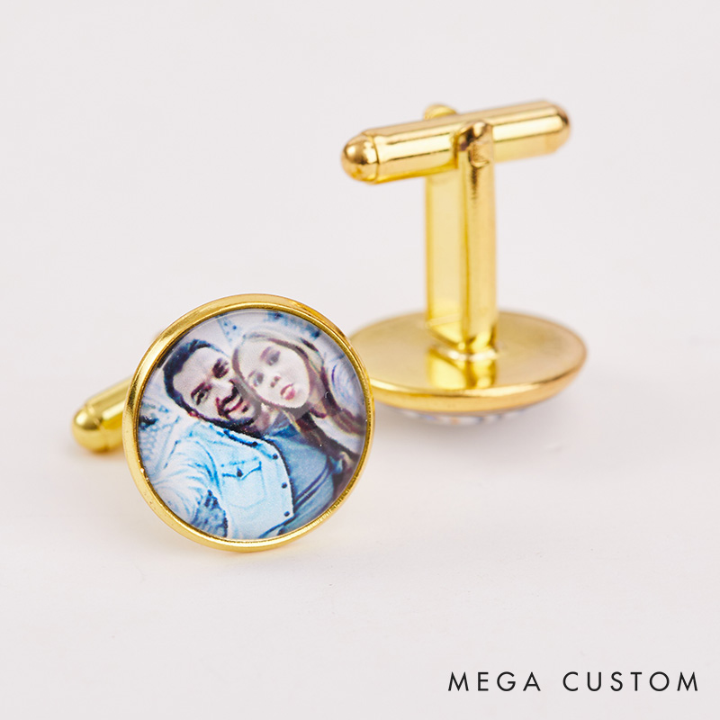 Personalized Photo and Message Cufflinks Custom Groom Groomsmen Wedding Cufflinks Photo Cufflinks for Husband Valentine Gift for Him