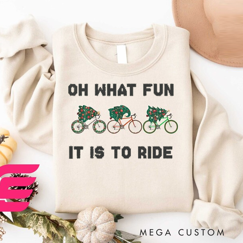Personalized Christmas Tree Riding A Bike Sweatshirt Bicycle Christmas Tree Sweatshirt Cycling Lover Christmas Shirt Holiday Winter Apparel Xmas Gift