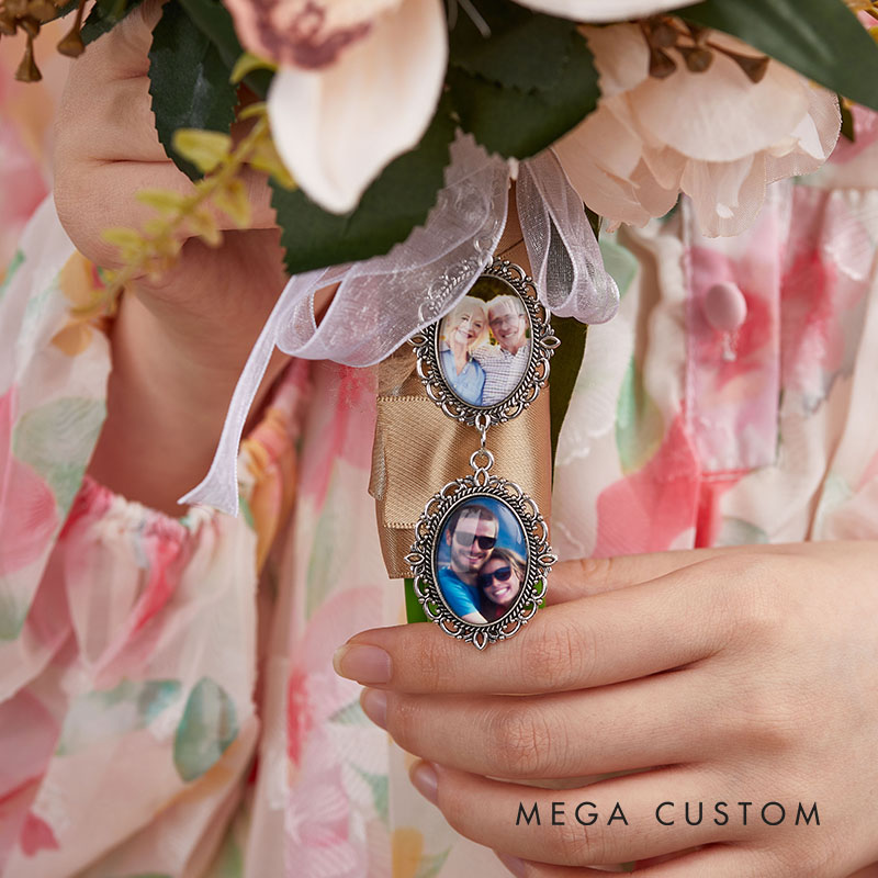 Personalized Wedding Bride Bouquet Photo Charm Custom Wedding Charm for Bride from Mother Father Grandparents Bridal Shower Party Gift Bridal Keepsake