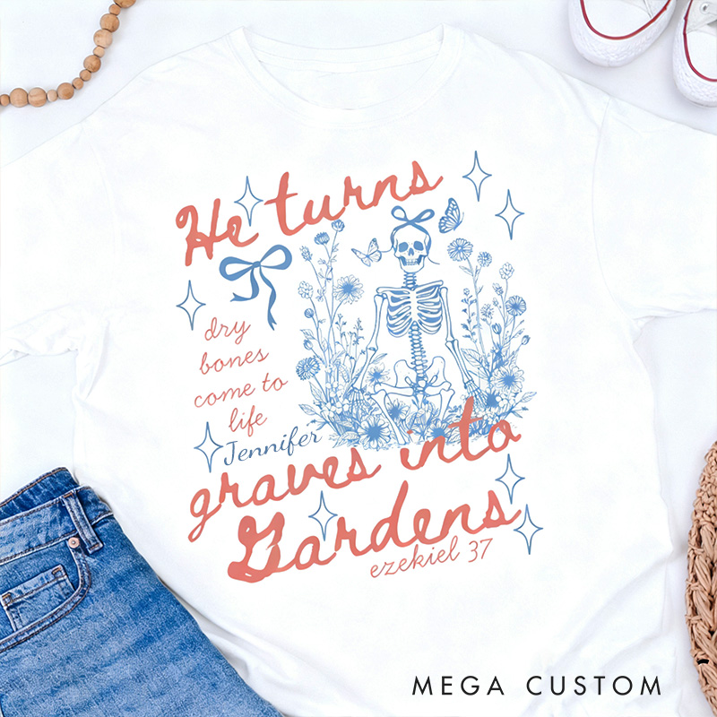 Personalized Skeleton Bible Verse Classic T-Shirt with Name Religious Gift Halloween Gift for Christian Women