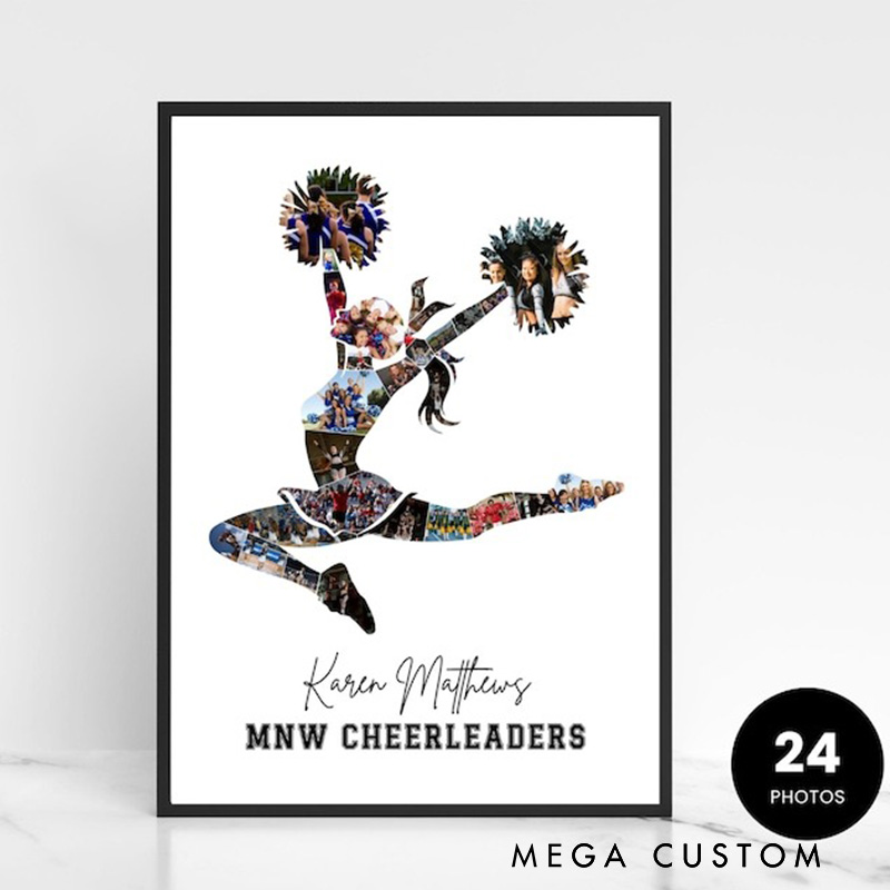 Personalized Cheerleader Caricature from Photo Wall Art Poster Without Frame Funny Hand Drawn Style Art Gift for Baseball Fans and Athletes 