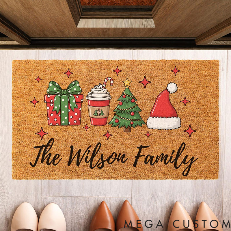 Personalized Doormat Custom Family Name Christmas Doormat, Tis the Season Welcome Mat, Christmas Porch Decor, Personalized Holiday Last Name Doormat, Xmas Decor
