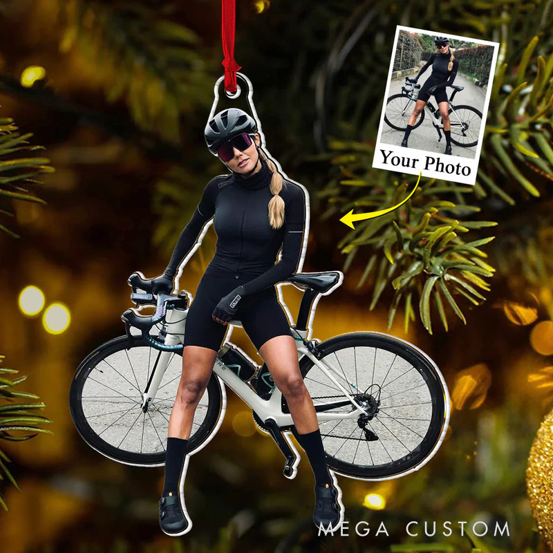 Personalized Custom Photo Acrylic Ornament Gift for Cycling Lovers Upload Photo Acrylic Ornament for Bicycle Club