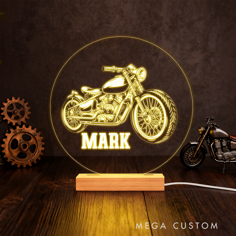 Personalized Motorcycle LED Night Light Custom Biker Lamp Bedroom Decor Unique Gift for Motorcyclists