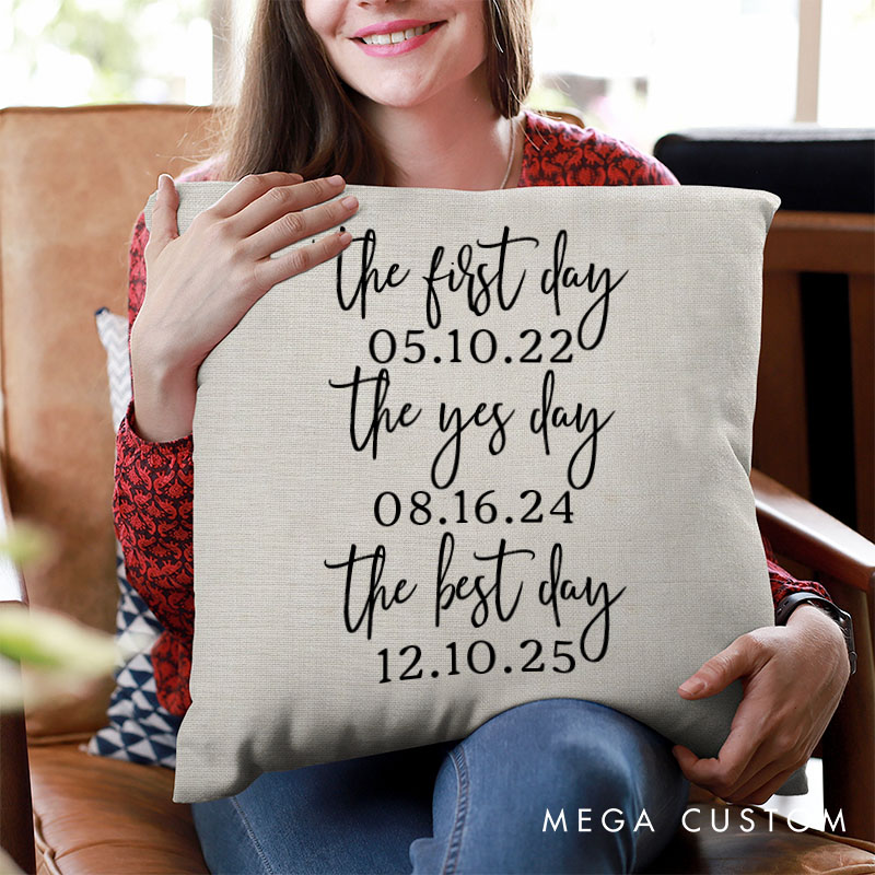Personalized Couple The First Day The Yes Day The Best Day Pillow Newlyweds Wedding Engaged Pillow Bridal Shower Gift for Bride Groom