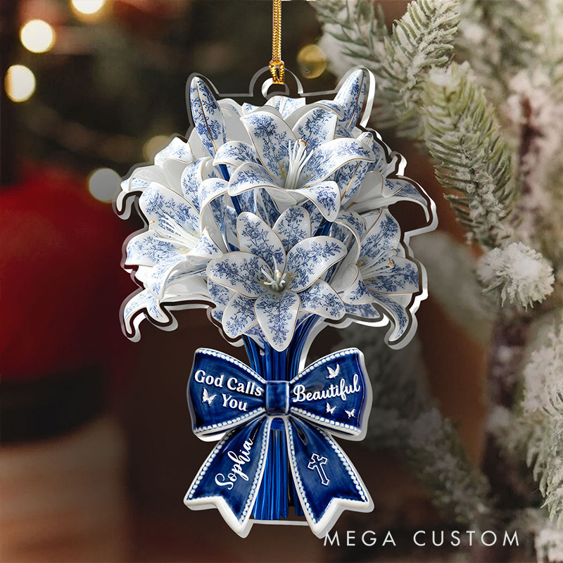 Personalized Floral God Calls you Beautiful Acrylic Ornament with Name Religious Gift for Women and Girls