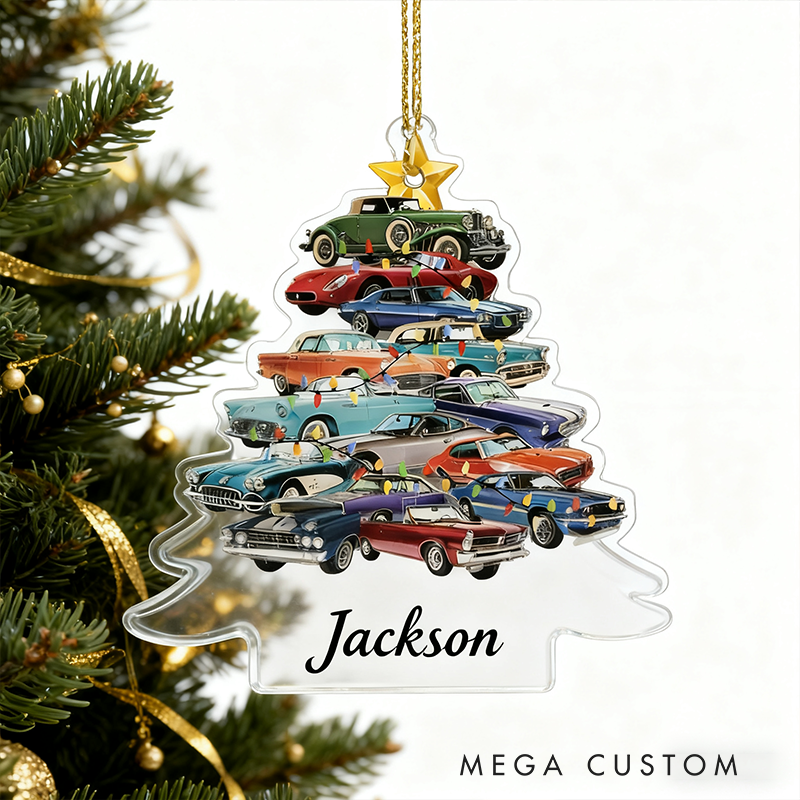 Personalized Muscle Car Christmas Ornament Custom Car Tree Decoration Gift for Racers and Car Lovers