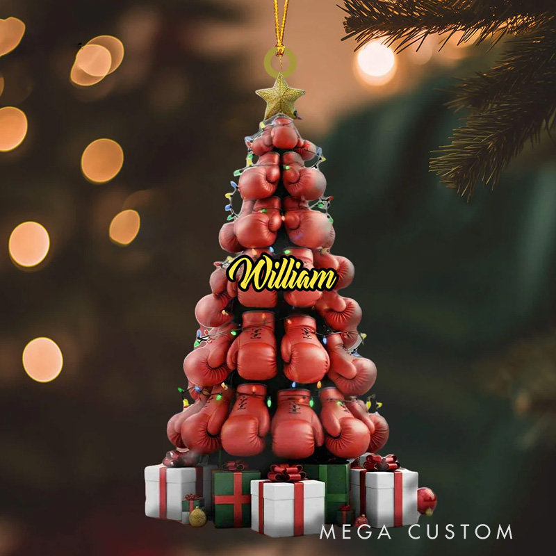 Personalized Boxing Gloves Tree Ornament Gifts For Boxing Lovers Gym Lovers Fitness