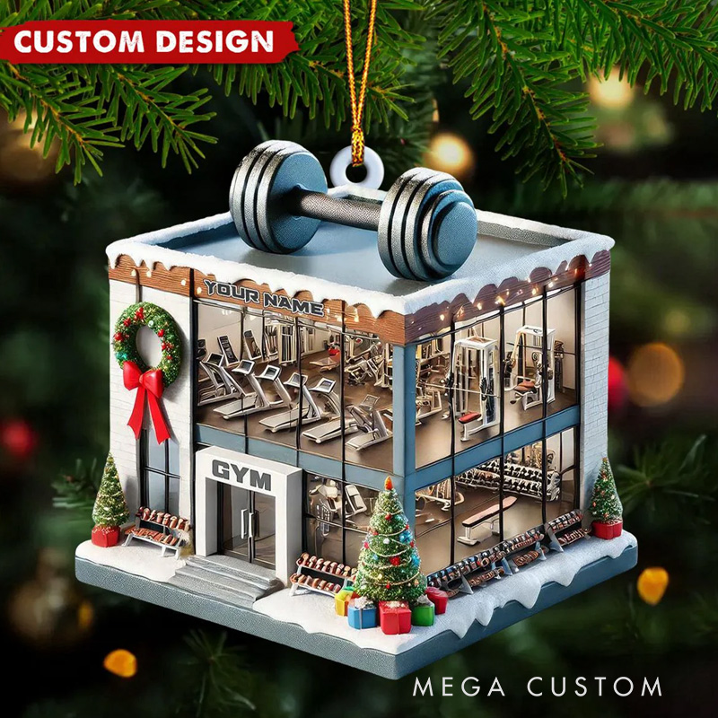 Personalized Gym Christmas Ornament with Dumbbell Gift For Fitness Lovers