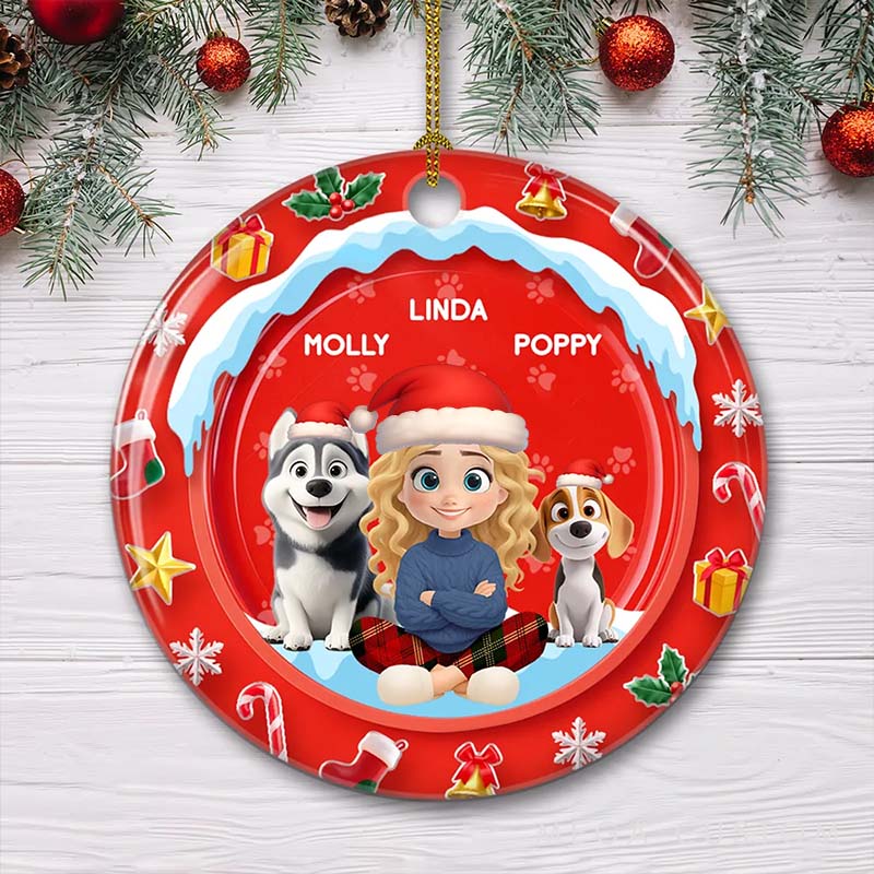 Personalized Dog Lover Under the Mistletoe Christmas Ornament 