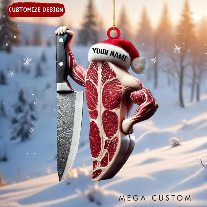 Personalized Weight Lifting Meat Muscle Fitness Christmas Ornament Gift for Gym Lover