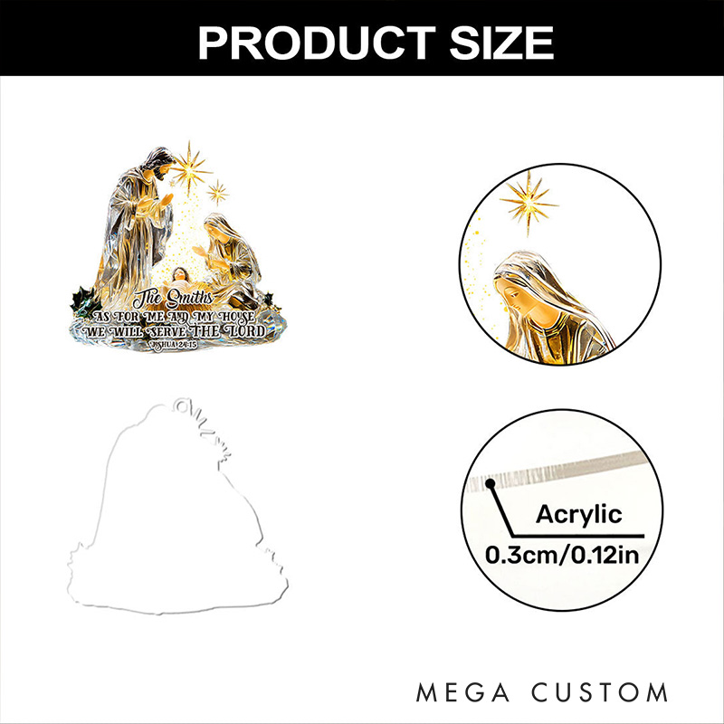 Personalized as for me and My House we will Serve the Lord Acrylic Ornament with Family Name Religious Gift for Christian Family