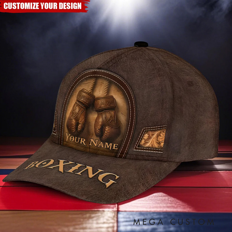 Personalized Boxing Gloves Classic Cap with Name Cross Baseball Cap for Fitness Gym Lovers