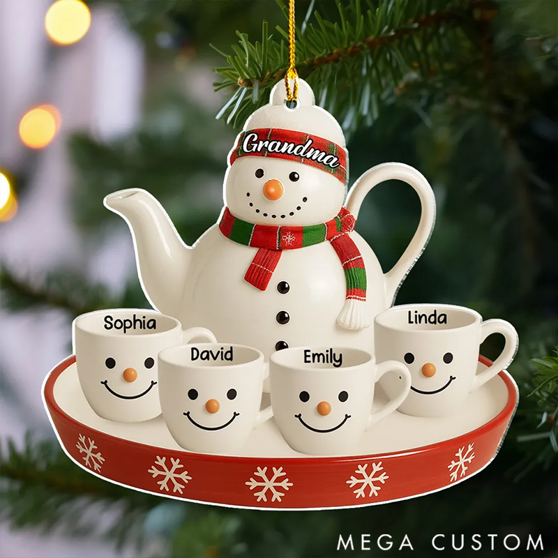 Personalized Family Ornaments Snowman Smile Tea Set