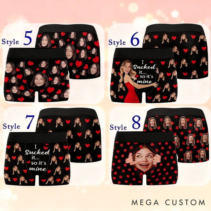 Personalized Girlfriend Wife Face Boxers Men Underwear with Women Face Photo Valentine's Day Gift for Boyfriend Husband Groom Wedding Gift from Bride