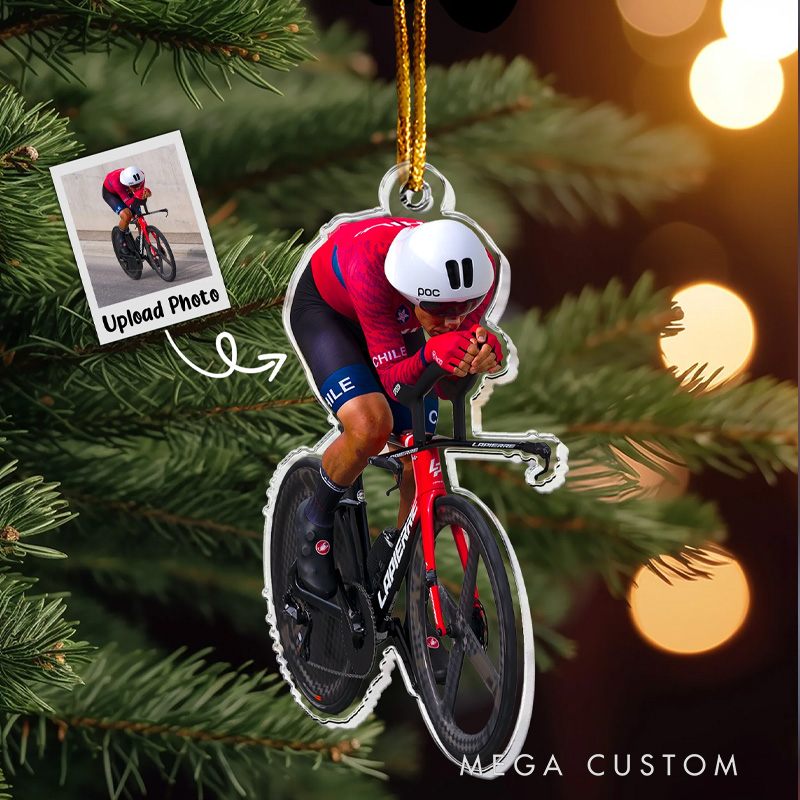 Personalized Acrylic Photo Ornament Cycling Ornaments Christmas Gift For Cyclist