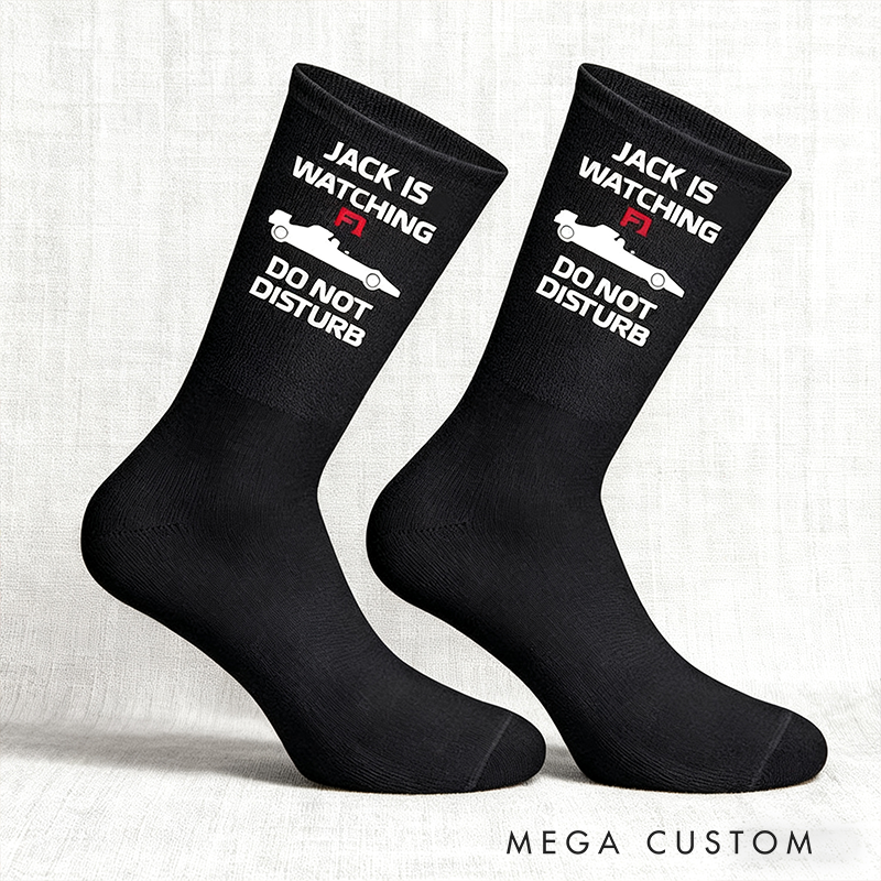 Personalized Watching Racing Socks with Name Do Not Disturb Custom Gift for Racers and Racing Lovers