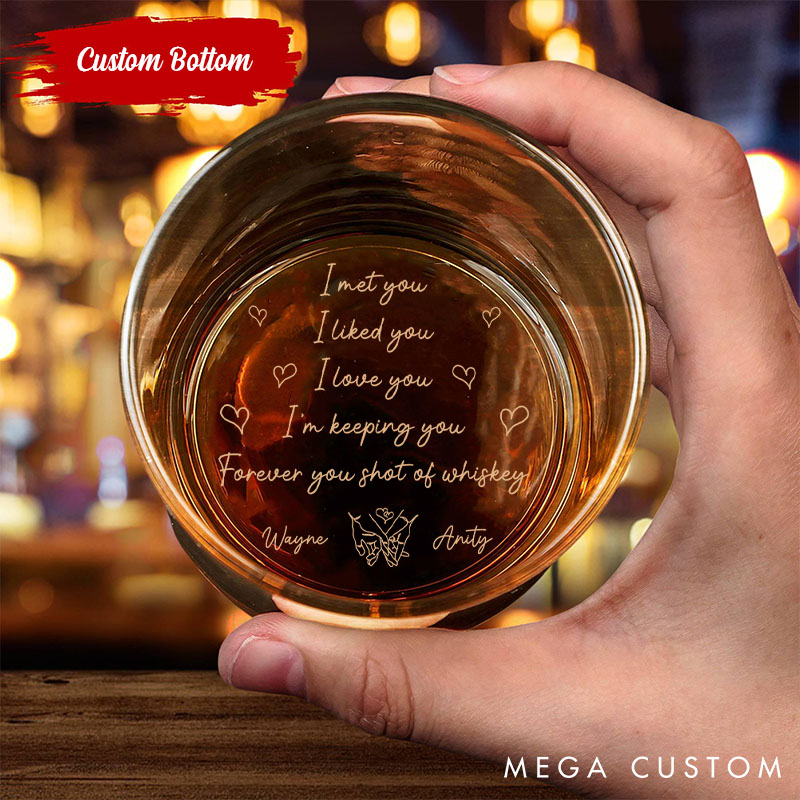 Personalized Couple Whiskey Glass I Met You I Loved You I'm Keeping You Romantic Gift Couple Whiskey Glass for Husband Wife Boyfriend Girlfriend
