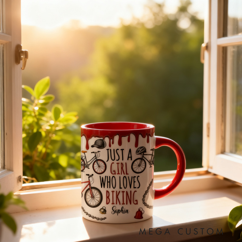 Personalized Just A Person Who Loves Biking Riding Mug Gift for Kid Cycling Lovers