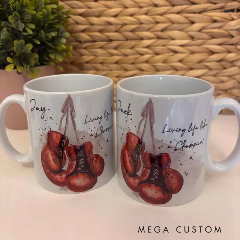Personalized Boxing Gloves Mug Custom Sports Gift for Fitness Gym Lovers