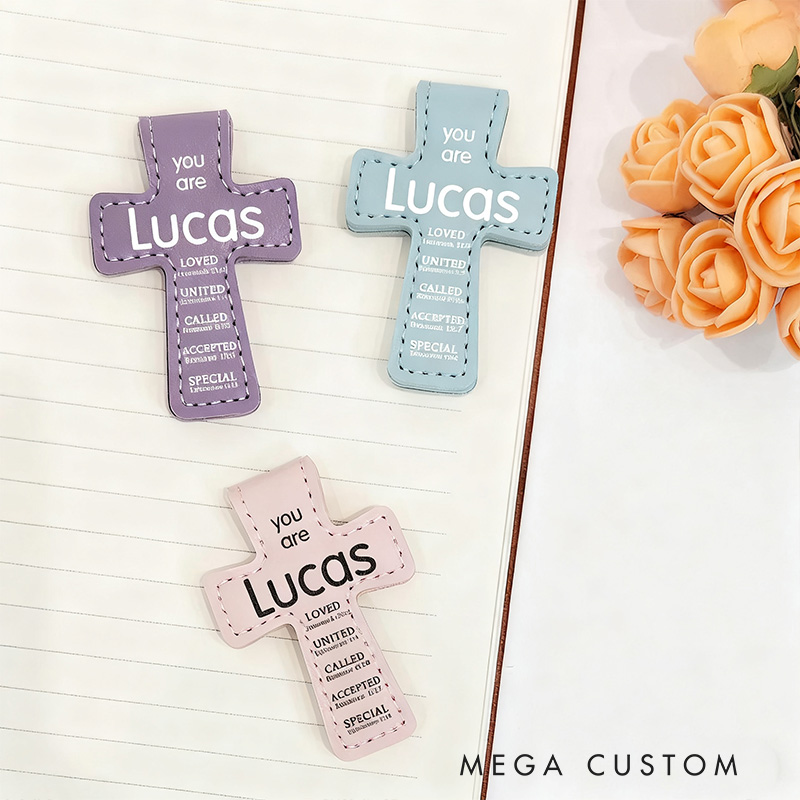 Personalized you are Bible Verse PU Leather Magnetic Bookmark Clip with Name Reader Gift Back to School Gift for Christians Bookworms