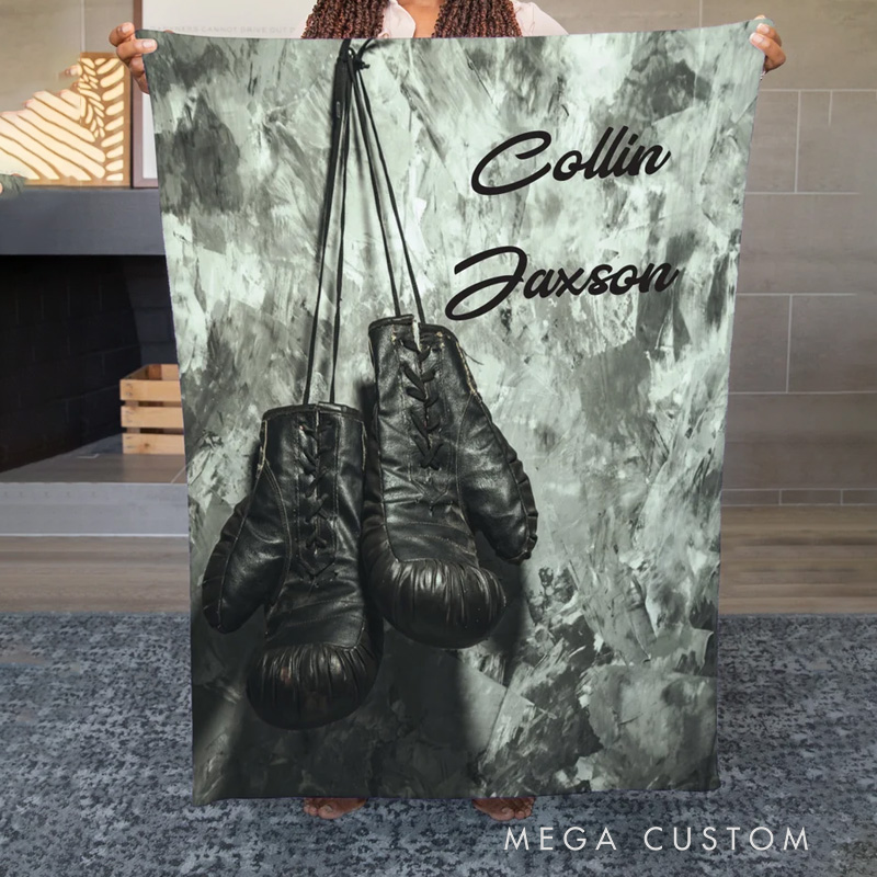 Personalized Boxing Gloves Throw Blanket Personalized Boxing Gloves Boxing Coach Gift Boxing Gift Man Cave Decor Boxing Gear Man Gift Ideas