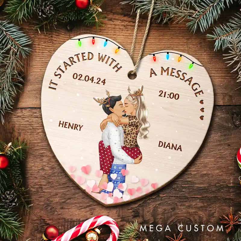 Personalized Wooden Heart Couple Christmas Ornament Decoration The Year I Found My Missing Piece Custom Gift for Couple