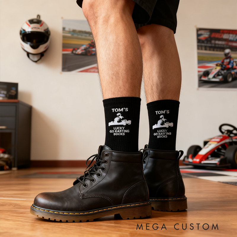 Personalized Lucky Go Karting Socks with Name Custom Gift for Racers and Go Karters