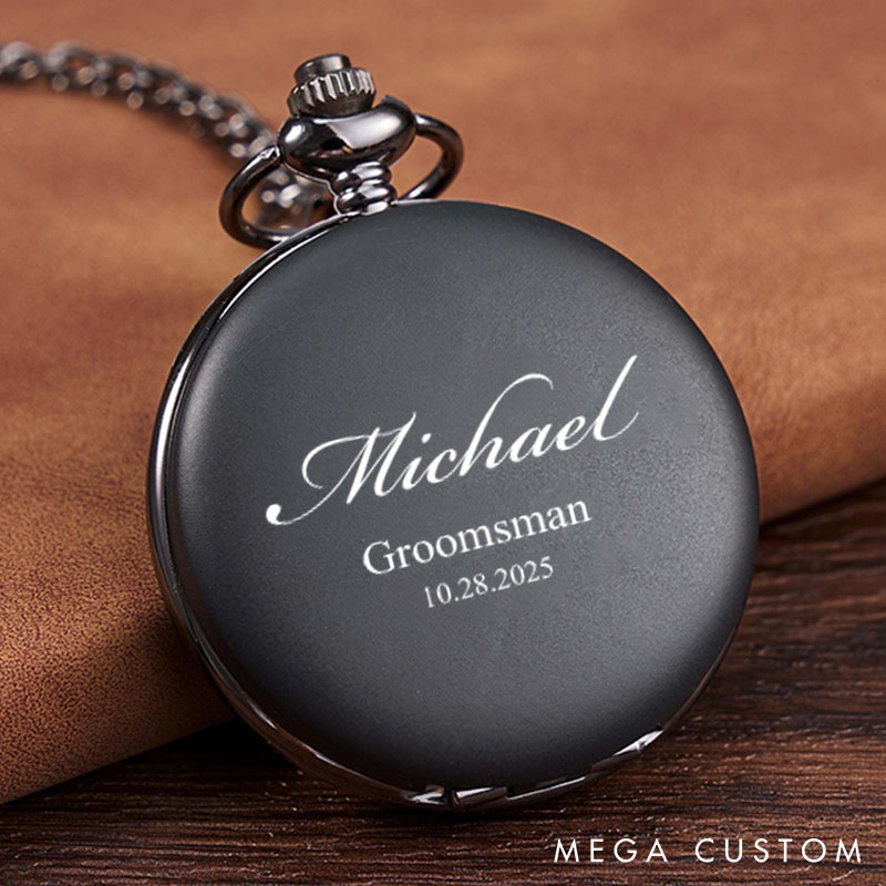 Personalized Pocket Watch Best Man Gifts Custom Pocket Watch with Chains Wedding Party Gift Groomsmen Gifts Pocket Watches