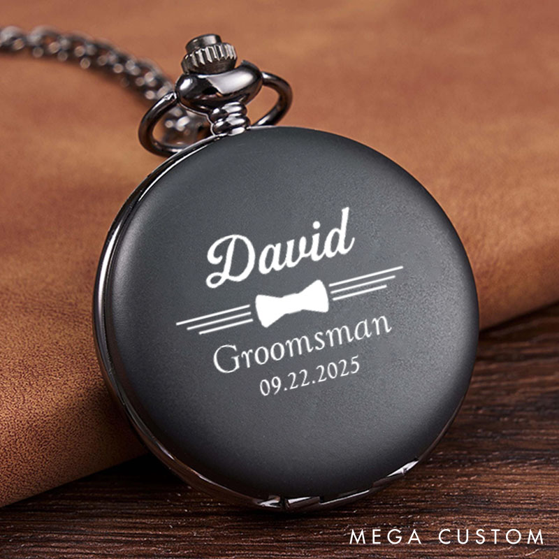 1.Personalized Best Man Pocket Watch Groomsmen Wedding Gift Pocket Watch Bachelor Favors Gift for Men Groom Groomsmen Proposal Gift