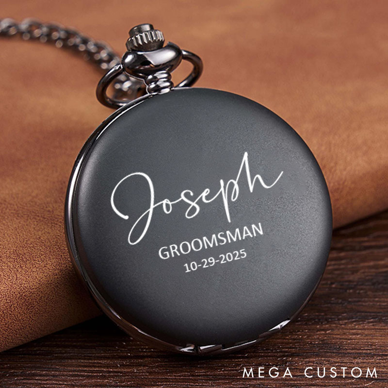 1.Personalized Wedding Party Pocket Watch Custom Best Man Gift Pocket Watch with Chain Groomsmen Proposal Gift Watch