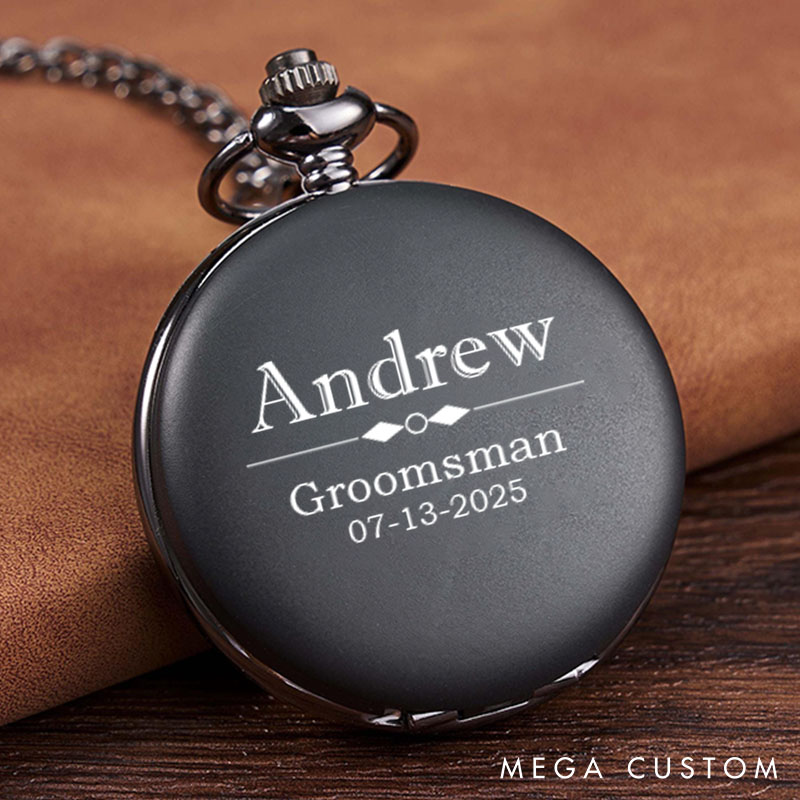 Personalized Best Man Gift Pocket Watch Custom Engraved Pocket Watch with Chain Bachelor Party Gift for Groomsmen and Best Man