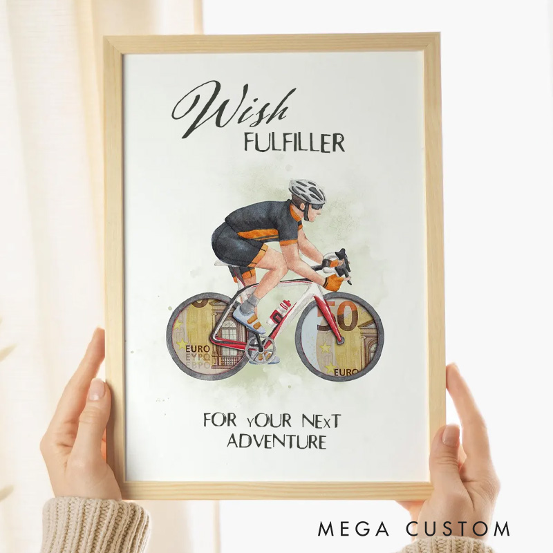 Personalized Bicycle Wish Granter Cash Gift for Cyclists Gift for Cyclists  for Birthdays of Men for Riding Cycling Lovers