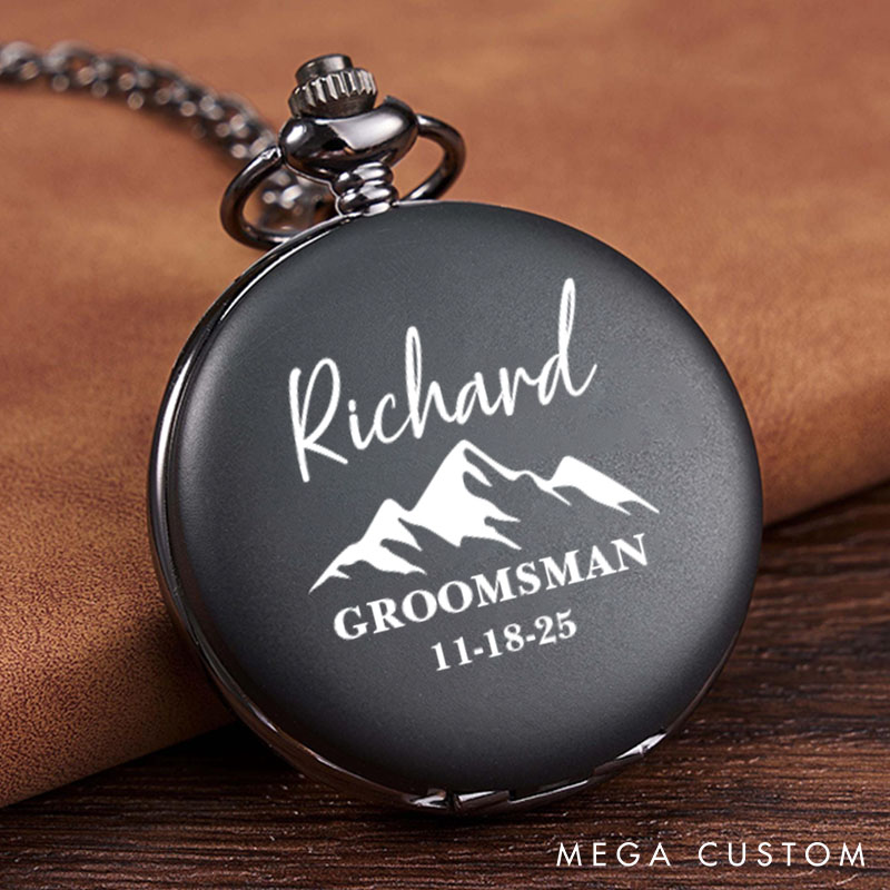 Personalized Pocket Watch Custom Groomsmen Pocket Watch Wedding Party Gift for Groomsmen Bachelor Favors Pocket Watch