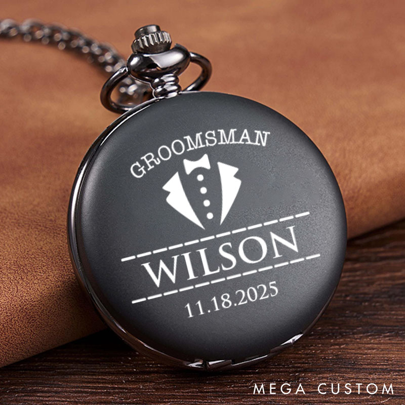 Personalized Best Man Pocket Watch with Chain Custom Wedding Gift for Best Man Engraved Pocket Watch Groomsman Proposal Gift