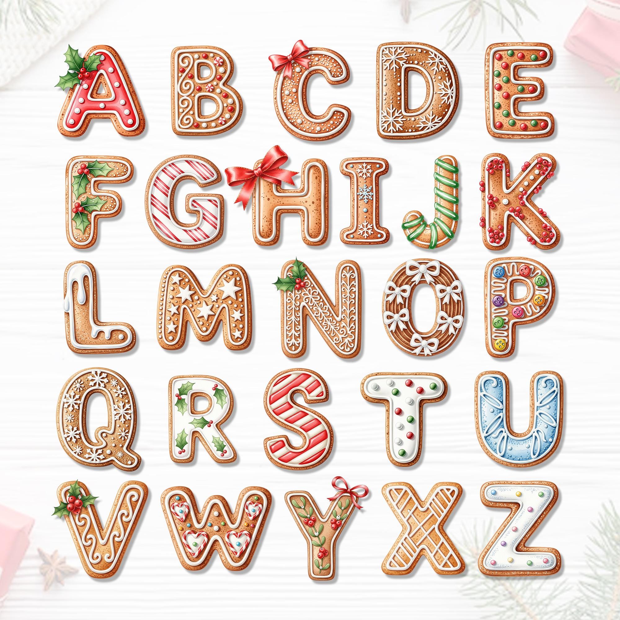 Personalized Gingerbread Alphabet Ornament Custom Gingerbread Alphabet Ornament Kids Name Ornament Christmas Tag for Stockings Kids Christmas Gifts Christmas Ornaments for Family